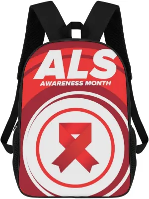 ALS Awareness Month Backpack for Worker Business Hiking Travel Bag Shoulders Bag
