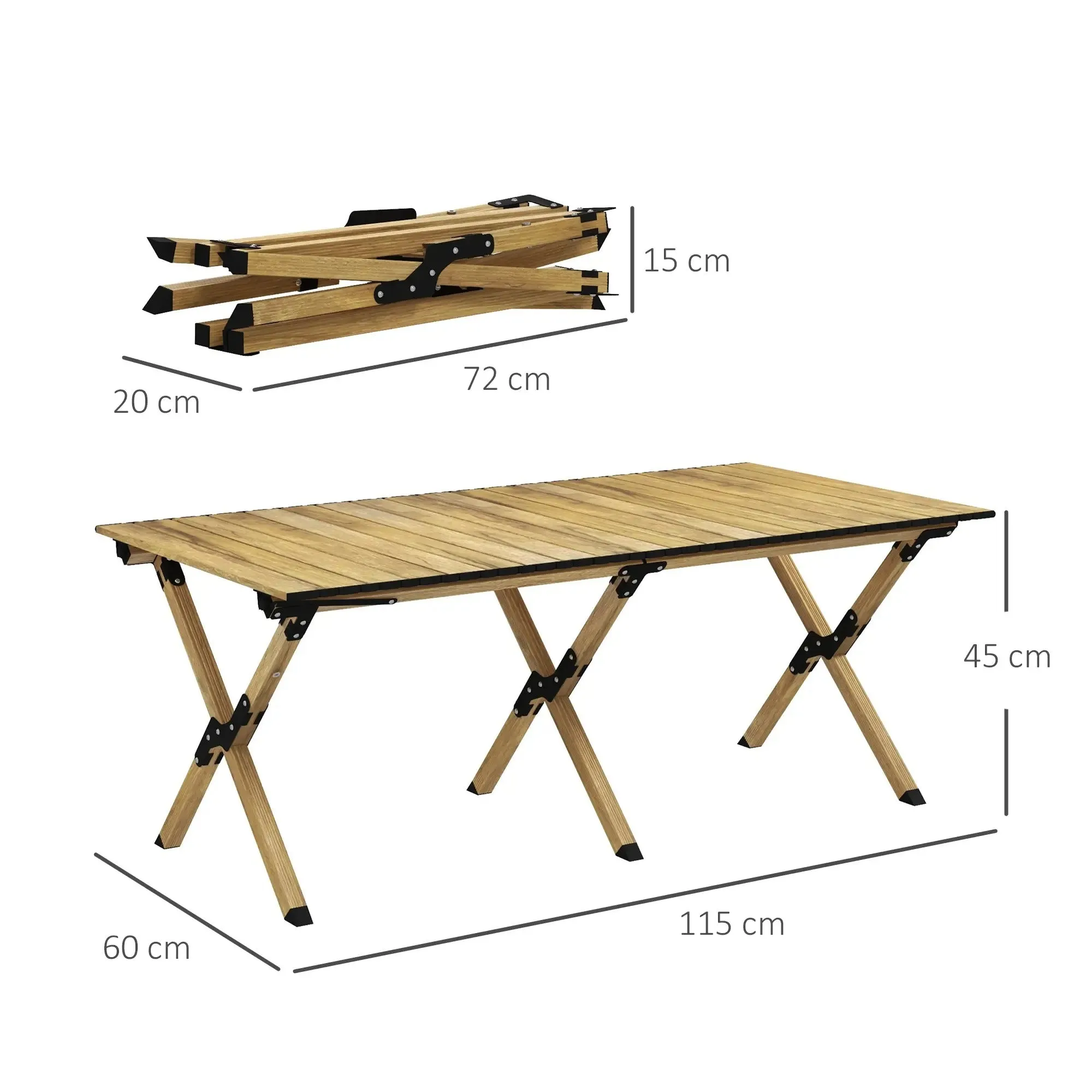 Aluminium Wood Outdoor, Camping Picnic With Natural Roll-Up For Great deal Outsunny Beach, Portable Party, 4ft Top, BBQ, Product diversity Indoor, Folding Effect