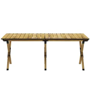 Aluminium Wood Outdoor, Camping Picnic With Natural Roll-Up For Great deal Outsunny Beach, Portable Party, 4ft Top, BBQ, Product diversity Indoor, Folding Effect
