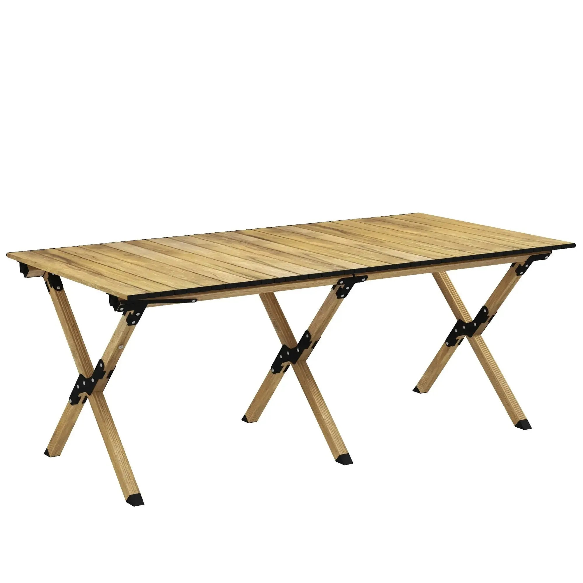 Aluminium Wood Outdoor, Camping Picnic With Natural Roll-Up For Great deal Outsunny Beach, Portable Party, 4ft Top, BBQ, Product diversity Indoor, Folding Effect