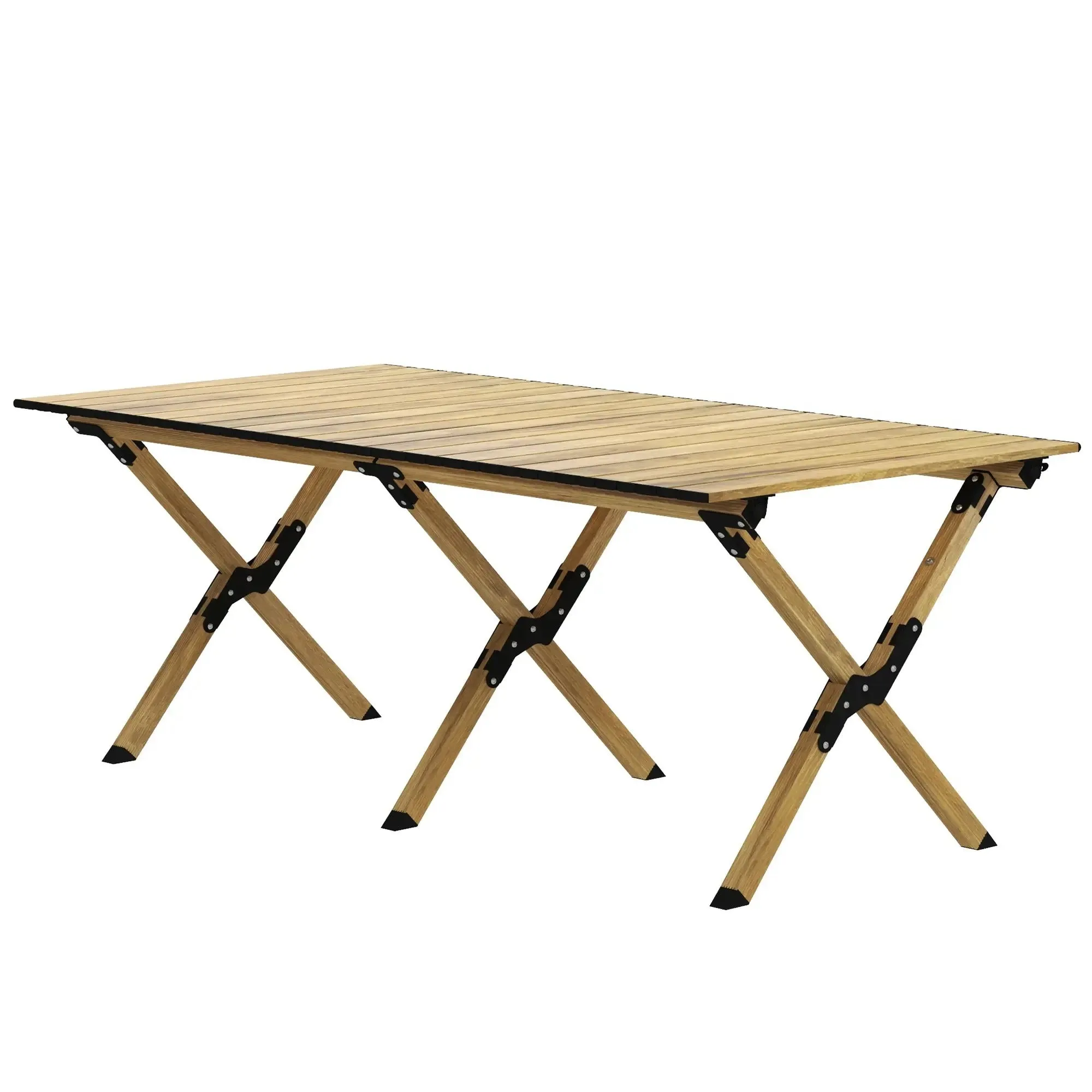 Aluminium Wood Outdoor, Camping Picnic With Natural Roll-Up For Great deal Outsunny Beach, Portable Party, 4ft Top, BBQ, Product diversity Indoor, Folding Effect