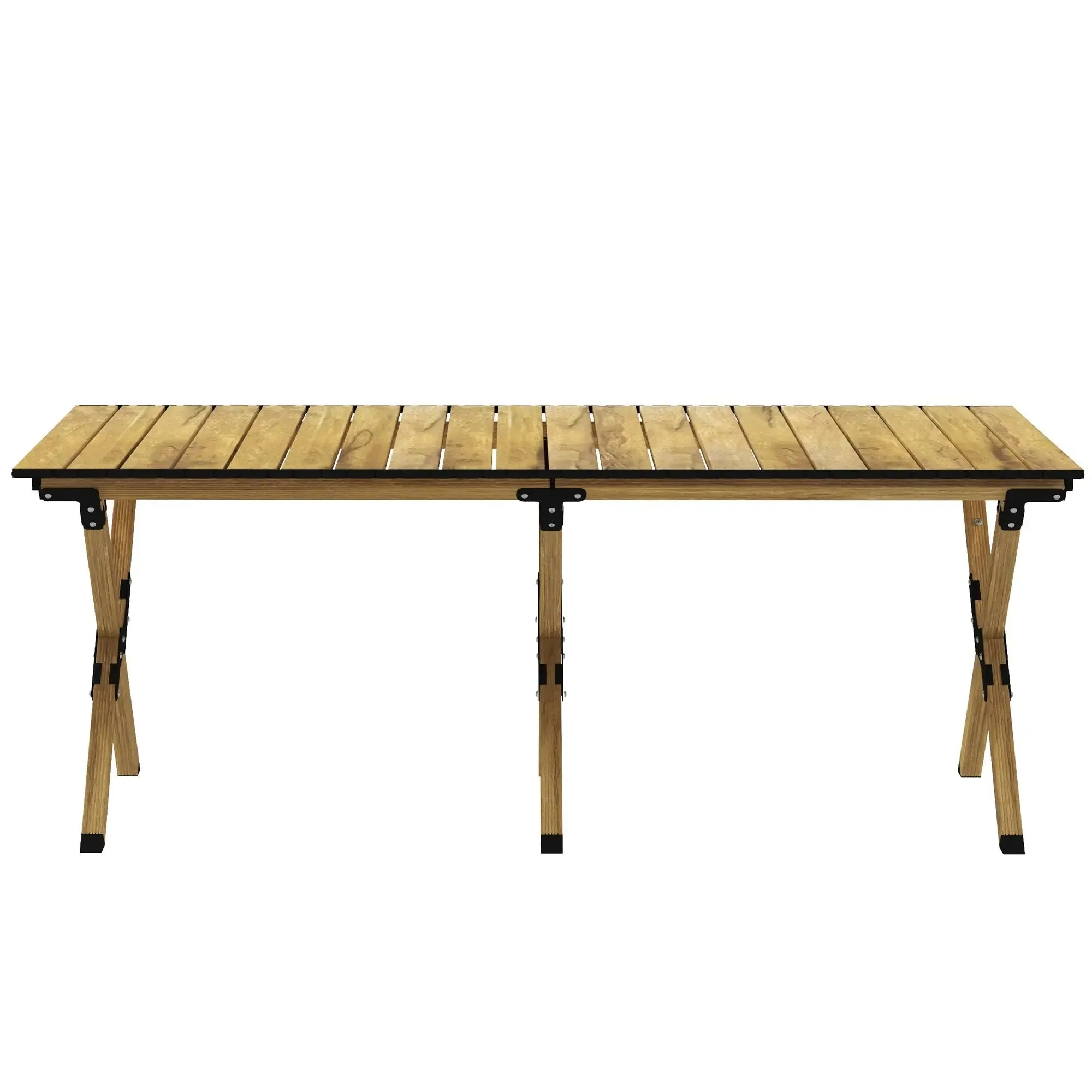 Aluminium Wood Outdoor, Camping Picnic With Natural Roll-Up For Great deal Outsunny Beach, Portable Party, 4ft Top, BBQ, Product diversity Indoor, Folding Effect