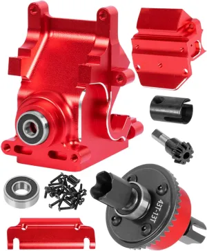 Aluminum RC Gearbox & 43T Differential w/13T Main Gear Upgrades Part for Arrma 1/7 Fireteam Felony Infraction Mojave 6s BLX Limitless,1/8 Kraton Notorious Outcast Typhon 6s BLX,Red