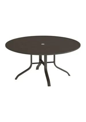 Aluminum Slat 60" Round KD Dining Table With Umbrella Hole by Tropitone