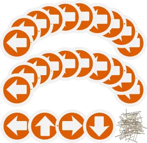 Amylove Reflective Trail Markers Bright Trail Signs Lightweight Glow Trail Arrows Markers for Tree Marking Reflector Camping Hunting Hiking and More, Orange
