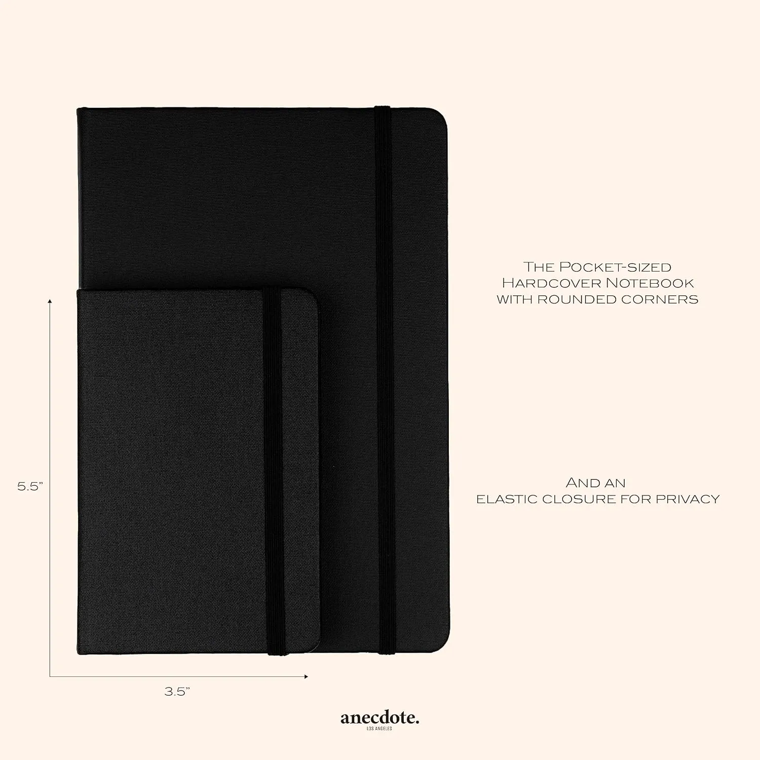 ANECDOTE. Small Notebook (2 Pack) - Premium Quality Pocket Journal for Writing Notes - Compact, Durable, Ideal Travel Journal for Notes & Lists - Expand Your Creative Potential! (Black)