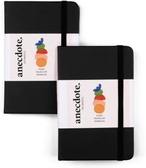 ANECDOTE. Small Notebook (2 Pack) - Premium Quality Pocket Journal for Writing Notes - Compact, Durable, Ideal Travel Journal for Notes & Lists - Expand Your Creative Potential! (Black)