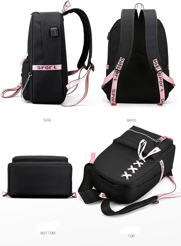 Anime The Promised Neverland Emma Ray Norman Backpack Cosplay Kawaii Ribbon Bag (3)