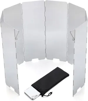 Anti Splatter Shield 8 Plates Folding Outdoor Stove Windscreen, Aluminum Camping Stove Windshield with Carrying Bag, Lightweight Burner Windshield Guard Oil Splatter Screen