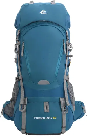 APLUSH Hiking Camping Backpack with Rain Cover, Lightweight Waterproof Outdoor Sport Travel Daypack for Climbing Touring,Peacock green,60L