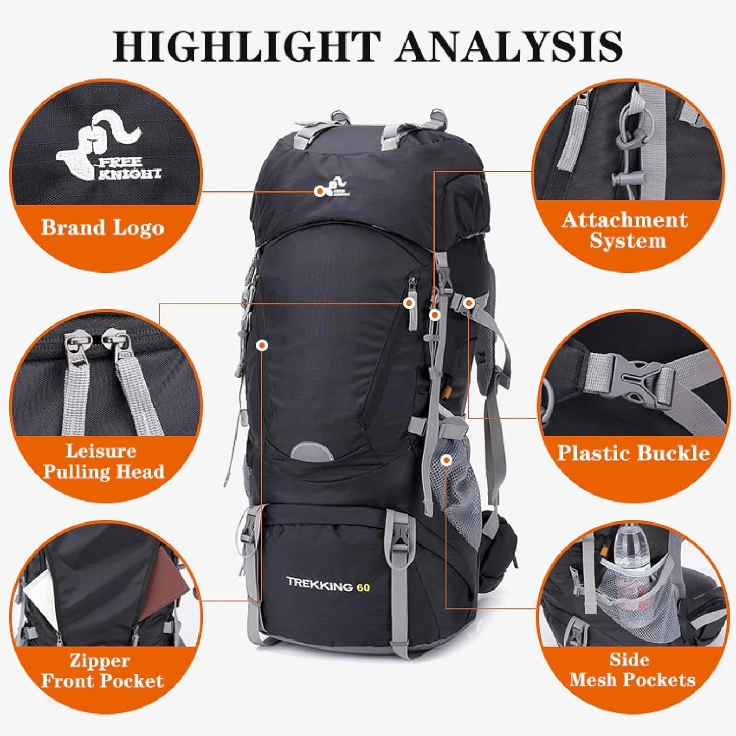 APLUSH Hiking Camping Backpack with Rain Cover, Lightweight Waterproof Outdoor Sport Travel Daypack for Climbing Touring,Peacock green,60L