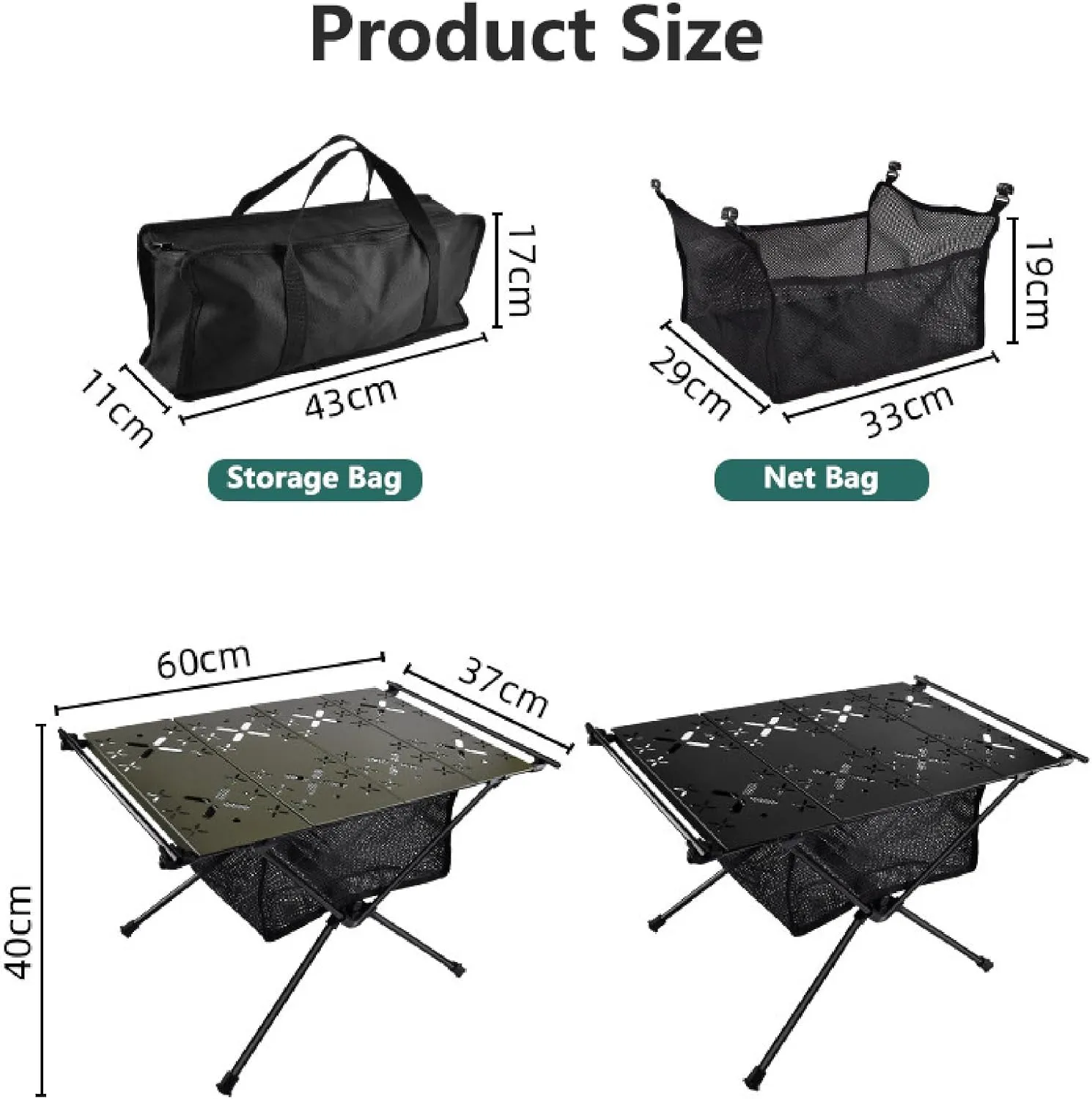 APLUSH Portable Camping Table, Aluminum Lightweight Beach Table with Easy Carrying Bag for Indoor, Outdoor, Camping, Backyard, BBQ, Party, Patio, Beach, Picnic,Travel,Fishing,Army Green