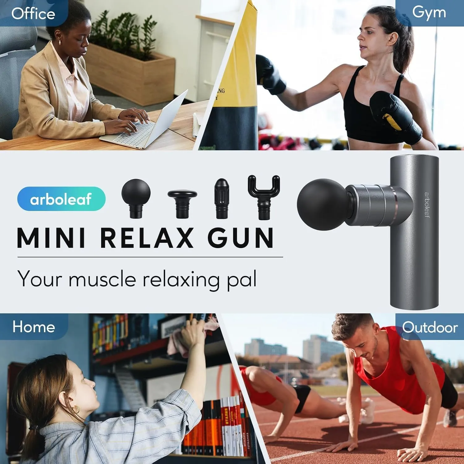 arboleaf Massage Gun Deep Tissue, FSA HSA Eligible Items, Full-Metal Electric Portable Hand Held Massager Gun for Back, Body Sore Muscles, Pain Relief, Gifts, Office, Home, Athletes