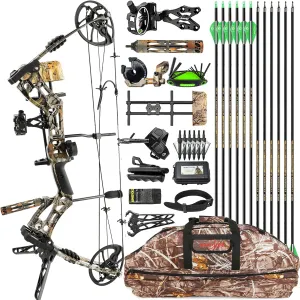 Archery Hunting Compound Bow Kit RTH 30-70 LBS Draw Length 23.5"-31", IBO 325FPS, Target Shooting Bow with Accessories for Bowfishing Archery Hunting