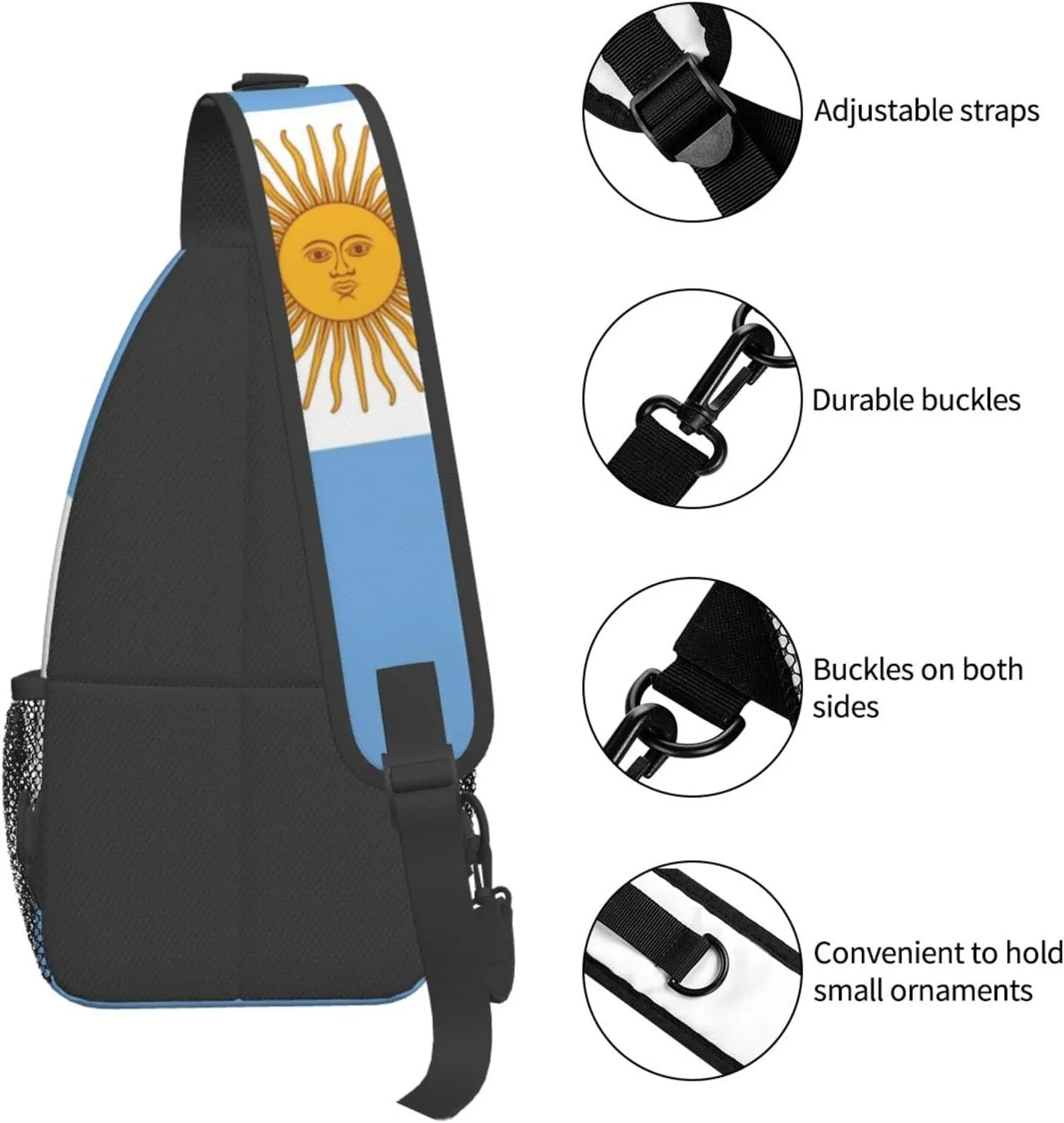 Argentina Flag Hiking Daypacks Cross-body Sling Backpack for Men Women Outdoor Cycling Hiking Travel
