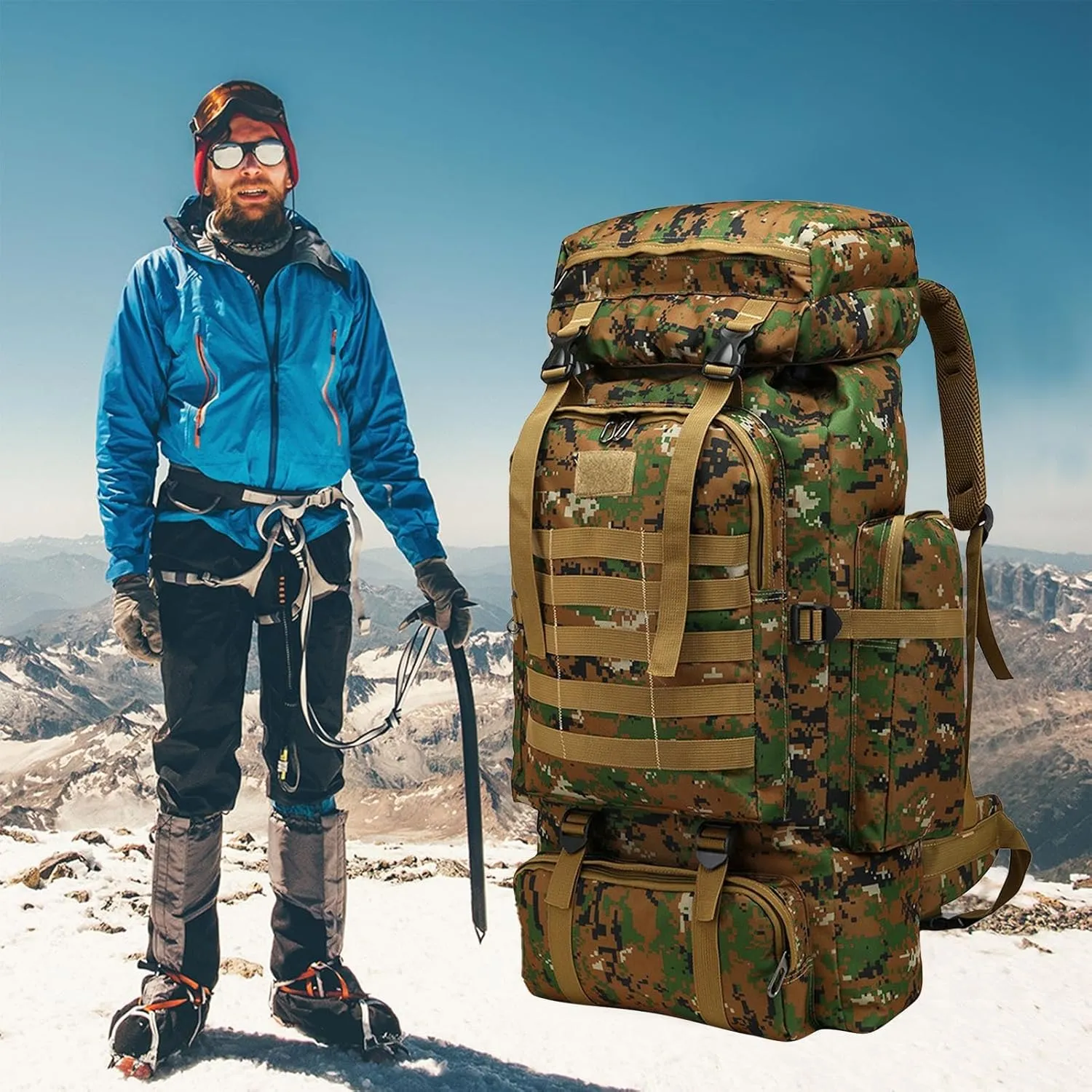 Assault Pack - 80l Outdoor Hiking Backpack Men, Waterproof Men Hunting Backpacks | Large Outdoor Backpack Men, Large Trekking Assault Rucksack Pack for Outdoor Activities Mountaineering, Trekking