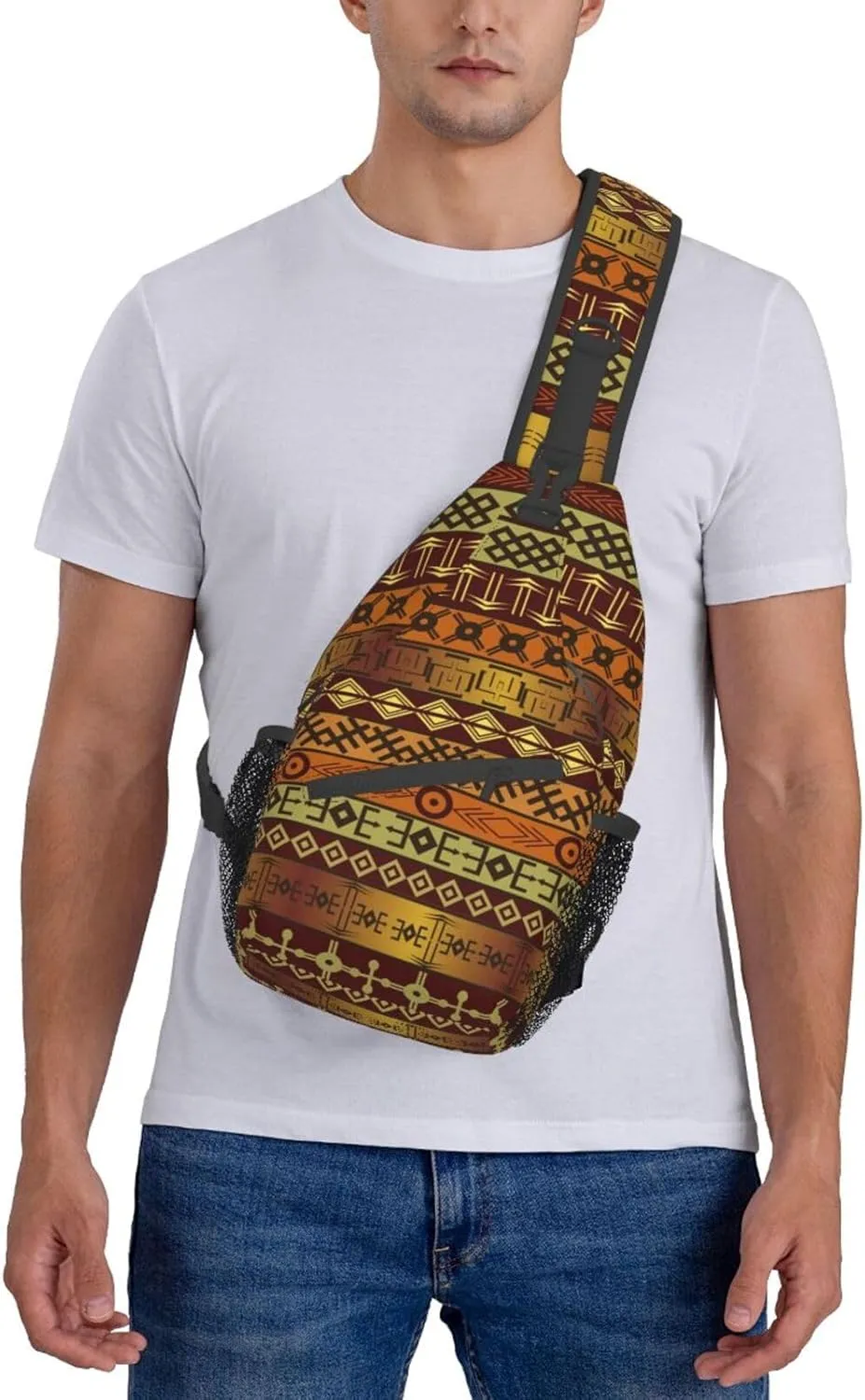 ASYG African Sling Bag Crossbody Backpack Women Men Travel Chest Backpack for Sports Outdoor Running Hiking