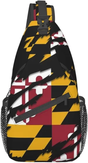 ASYG Cute Maryland Flag Sling Backpack, Multipurpose Maryland Crossbody Shoulder Bag Travel Hiking Daypack for Men Women