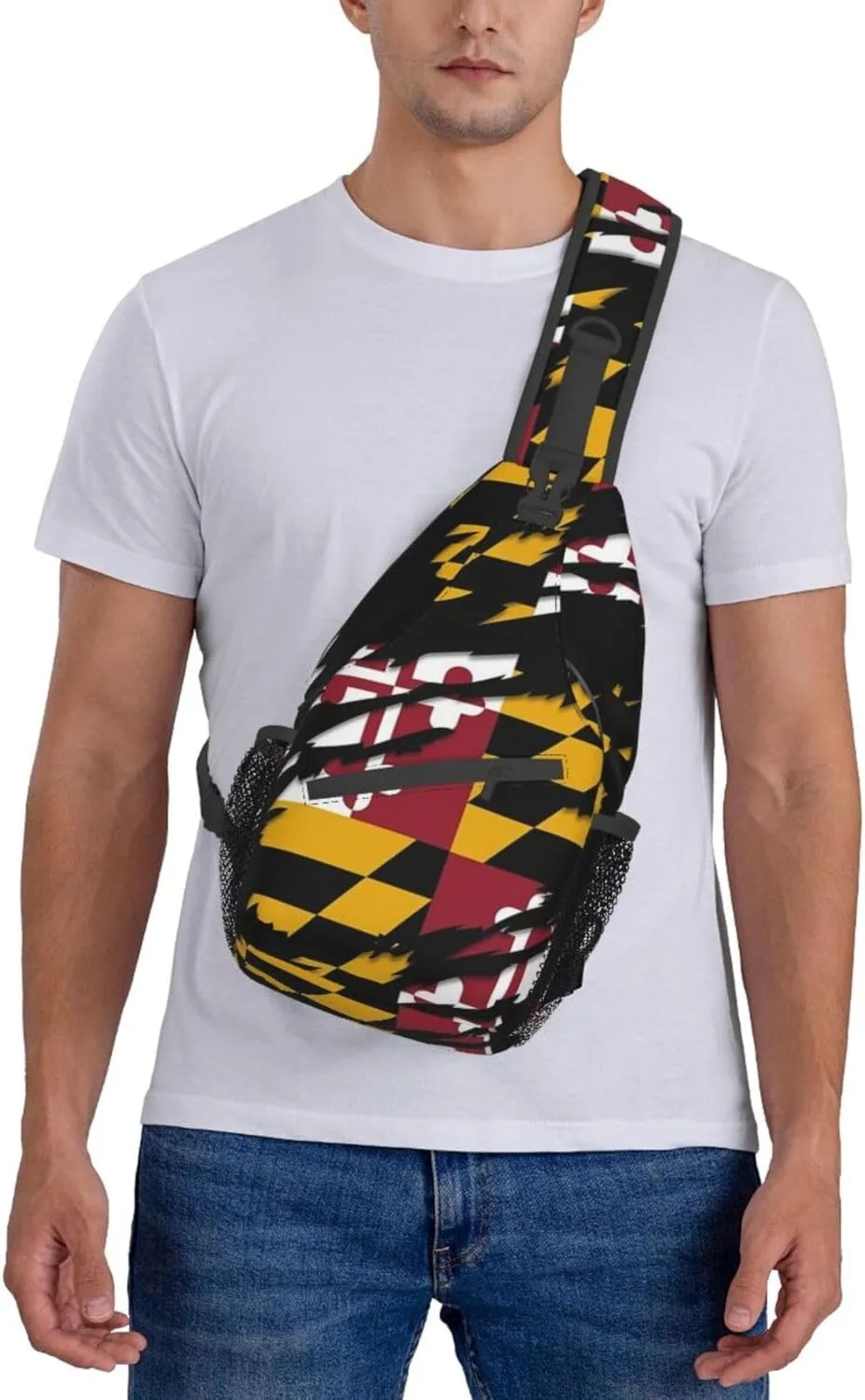 ASYG Cute Maryland Flag Sling Backpack, Multipurpose Maryland Crossbody Shoulder Bag Travel Hiking Daypack for Men Women