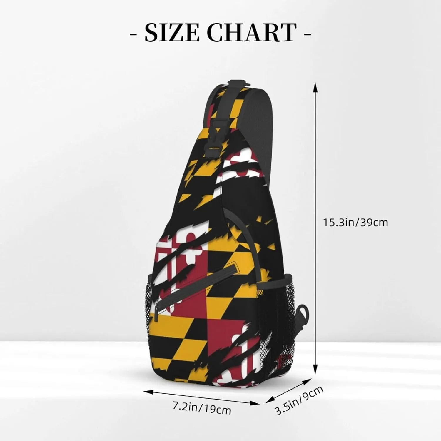 ASYG Cute Maryland Flag Sling Backpack, Multipurpose Maryland Crossbody Shoulder Bag Travel Hiking Daypack for Men Women
