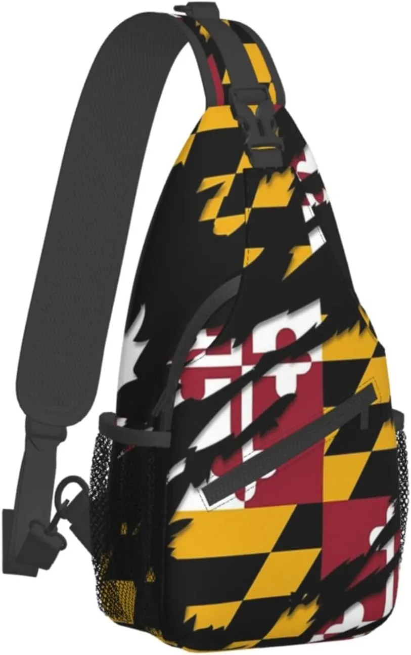 ASYG Cute Maryland Flag Sling Backpack, Multipurpose Maryland Crossbody Shoulder Bag Travel Hiking Daypack for Men Women