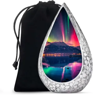 Aurora Borealis Urns for Human Ashes Adult Man and Women 10 Inch - Mountains Burial Urns for Adult Human Ashes - River Urn for Daughter, Son and Close Friend - Drop Remains Large Urn
