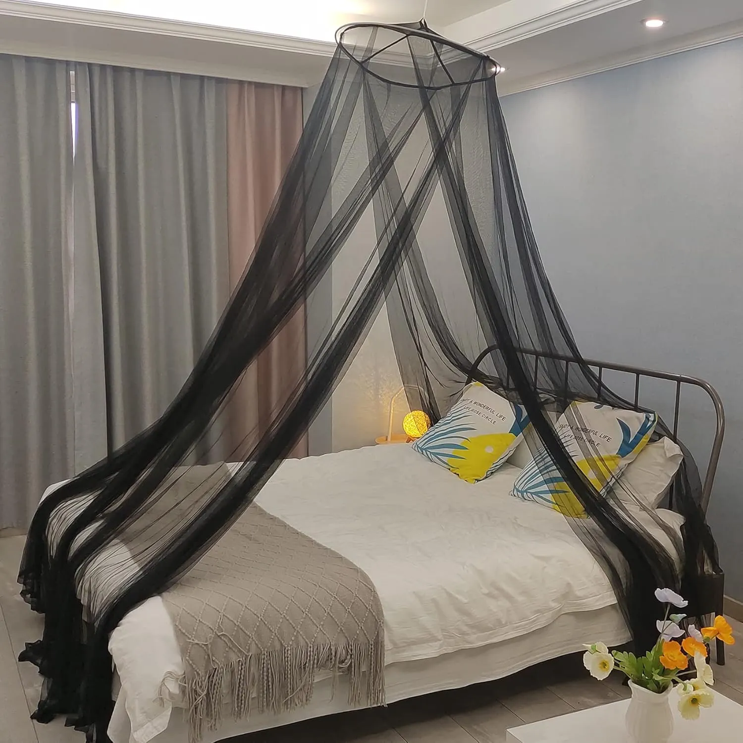 Aventik EDSRDLUZ 400 Fine Meshes Luxury Mosquito Net for Queen to King-Sized Beds, 2 Side Openings, Insect Bug Protection Bed Canopy Ideal for Home Travel, Free Bag, Hanging Kit for Easy Setup