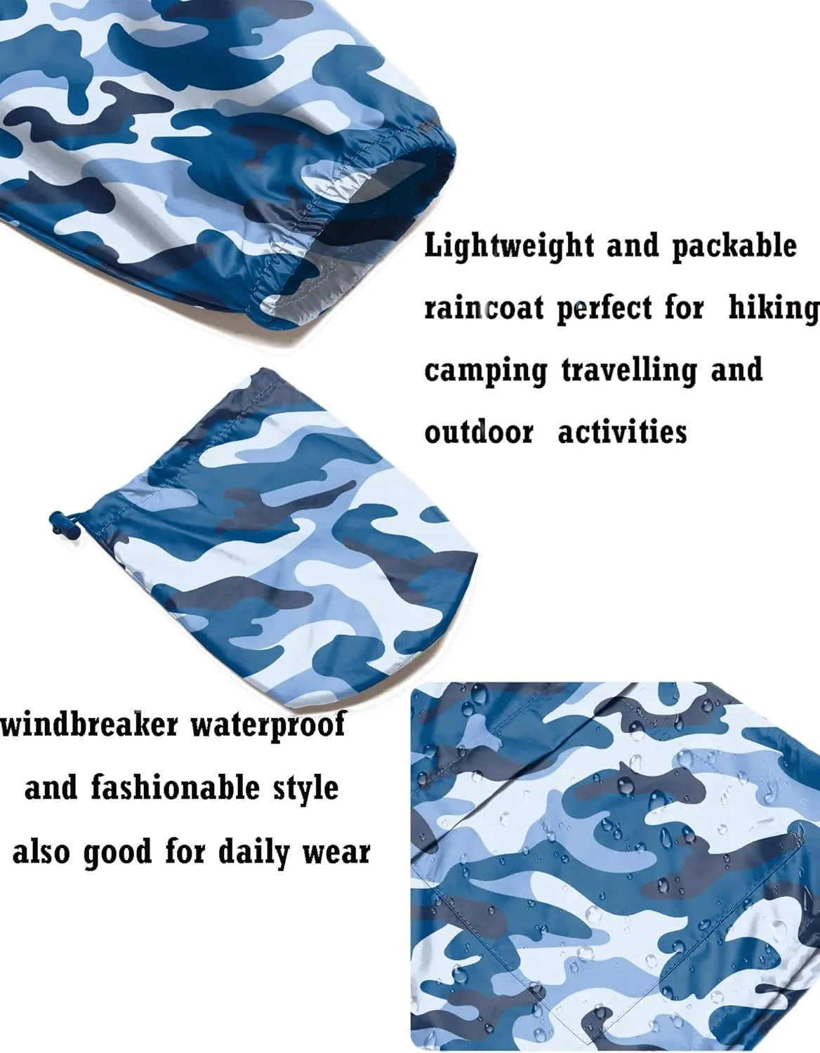 Avoogue Plus Size Raincoat Women Waterproof Rain Jacket Packable Outdoor Hooded Windbreaker