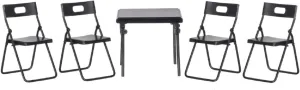Aztec Imports, Inc. Dollhouse Miniature 5-Pc. Black Metal Folding Table & Chairs Set