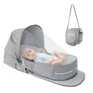 Baby Travel Bassinet Portable Bassinets- Foldable Carry Bag Anti-Pressure Co-Sleeper for Baby Bed Infant Travel Crib, 2-1 Mosquito and Canopy Travel Pod Travel Bed Mattress