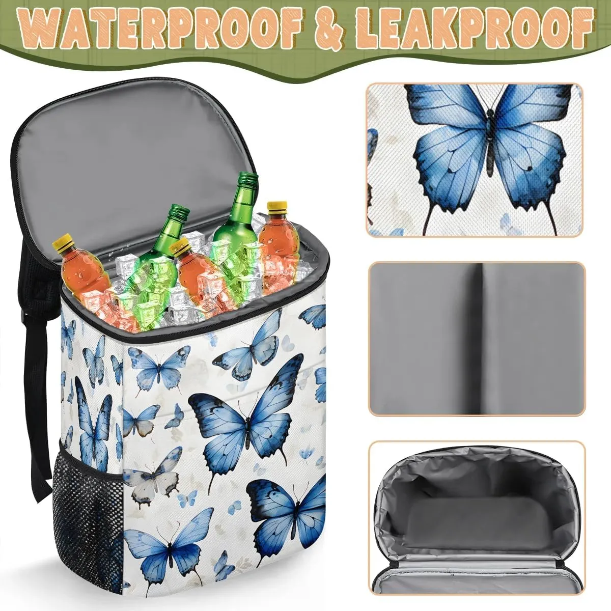 Backpack Cooler Butterfly Cooler Backpack Insulated Leak Proof Soft Cooler Bag for Men Women Lunch Backpack for Camping Picnic Hiking Beach Travel