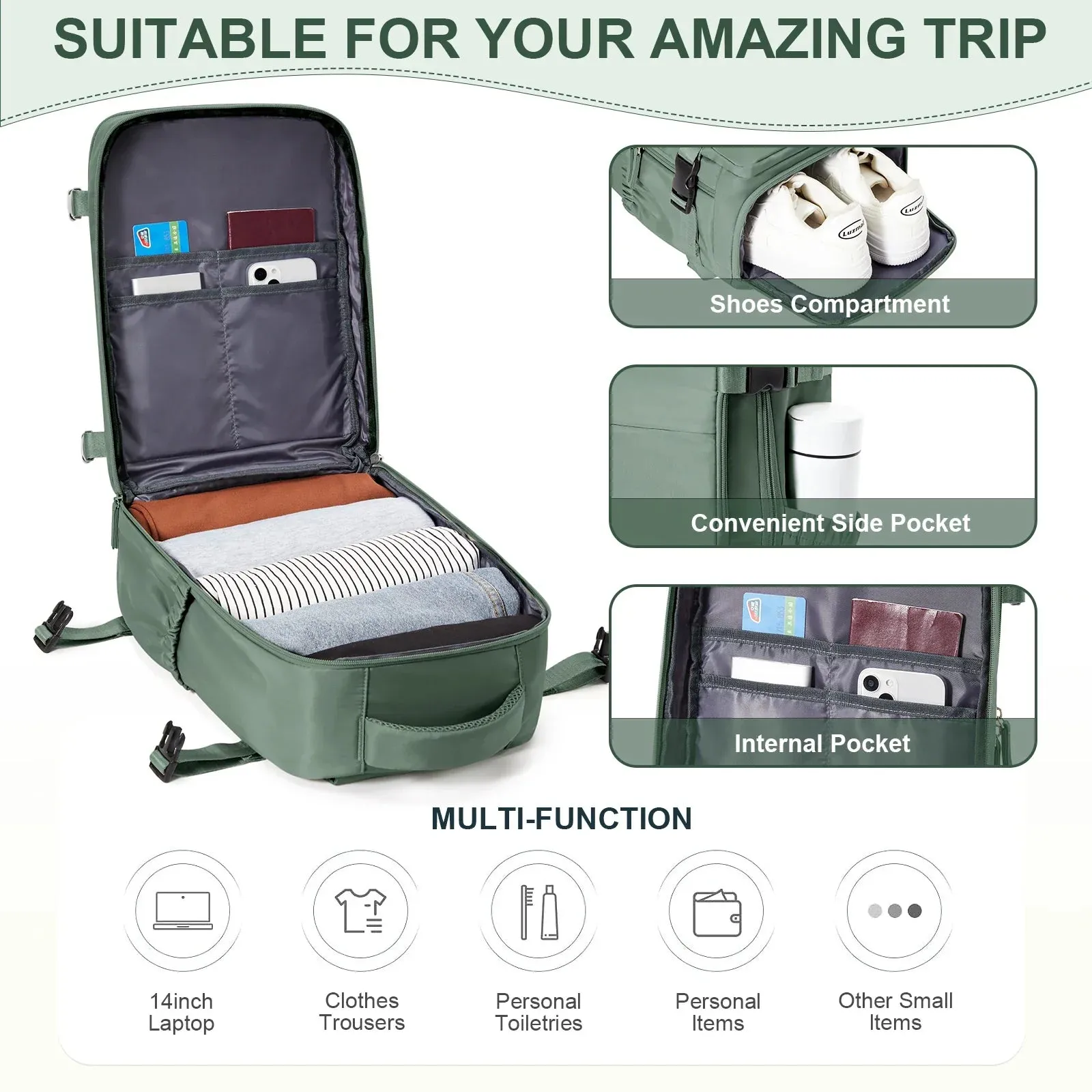 Backpack FLCC Nylon Waterproof Cabin Bag