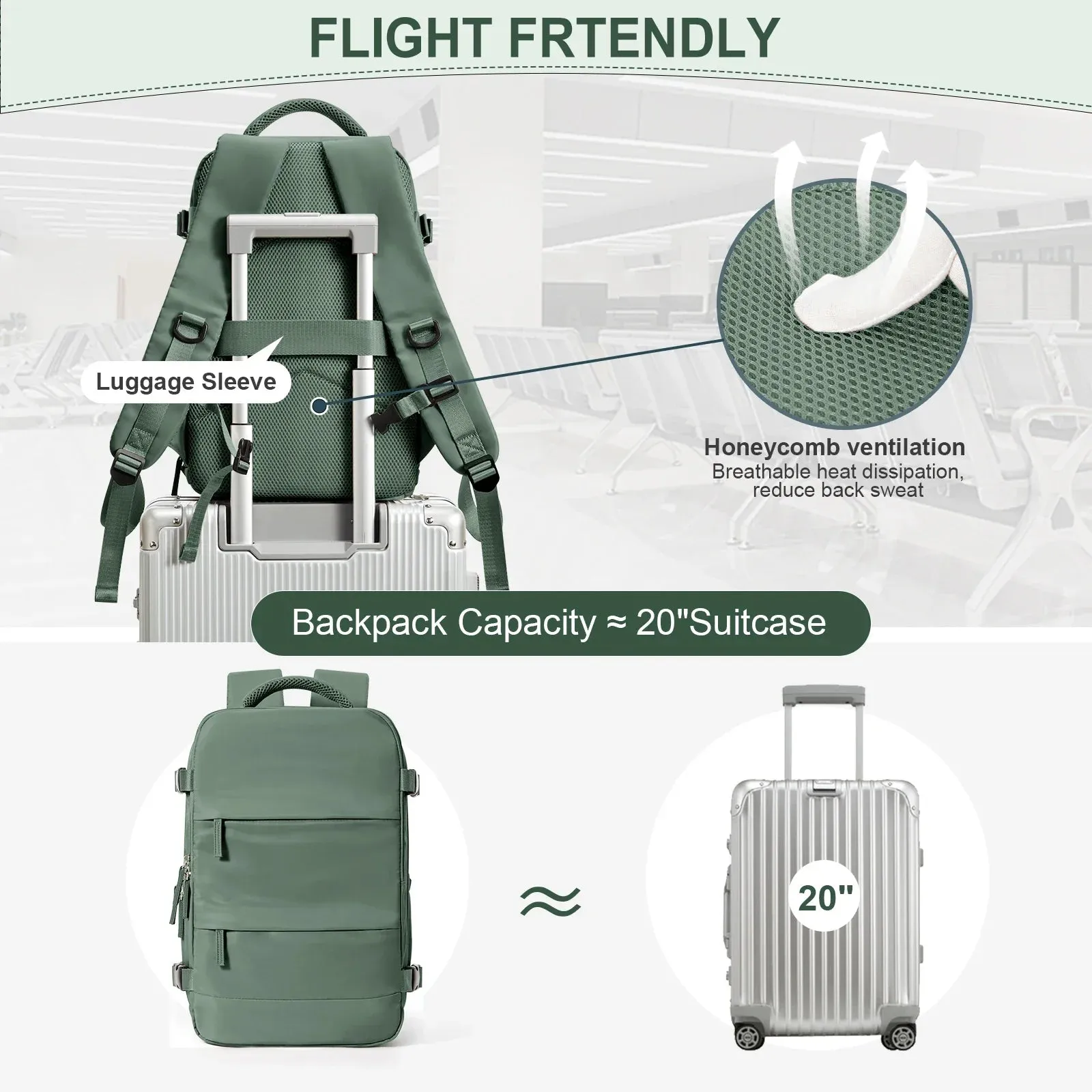 Backpack FLCC Nylon Waterproof Cabin Bag