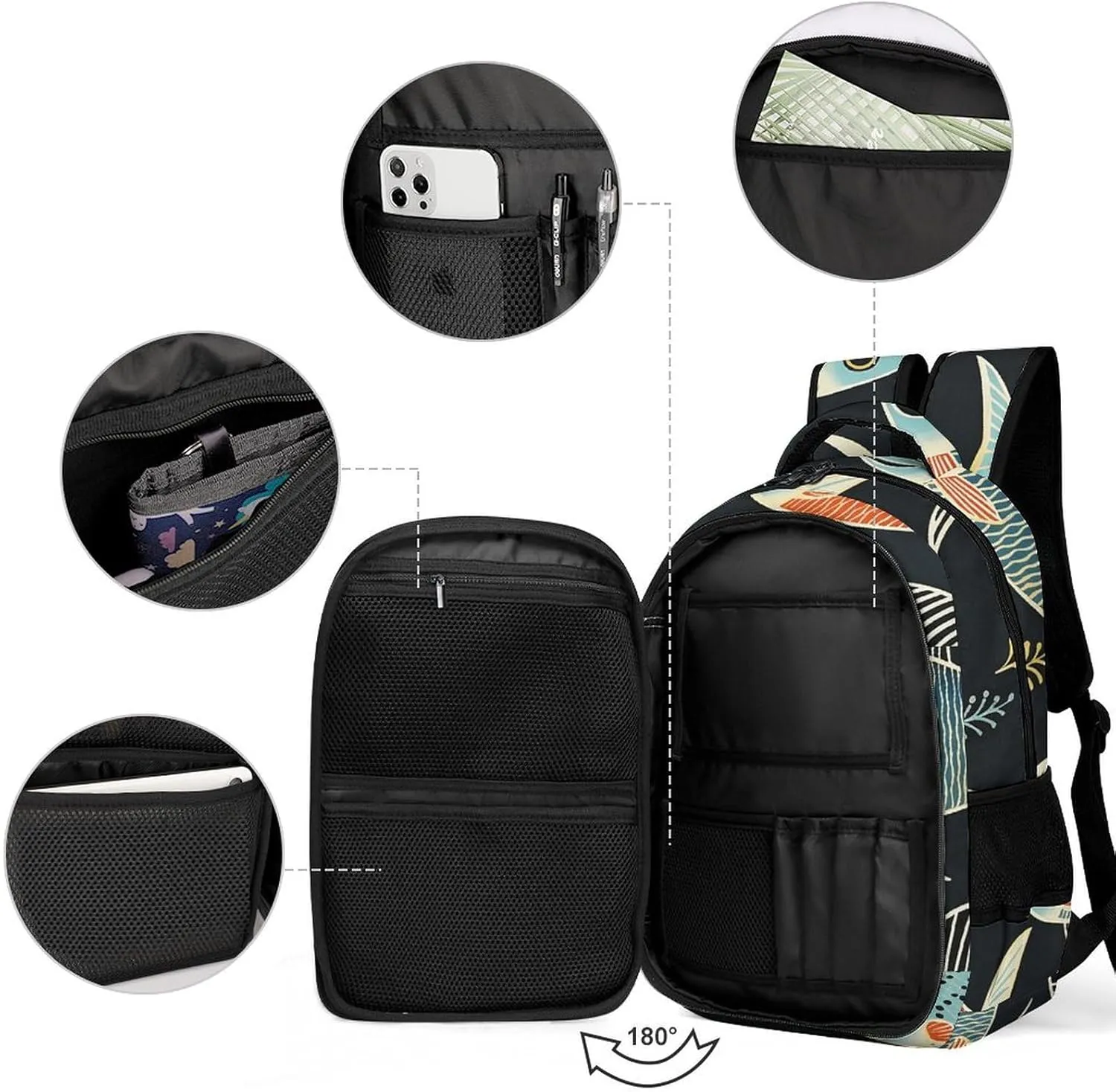 Backpack for Men Women Laptop Backpack Fish Print Pattern Casual Daypack Laptop Bag for Travel