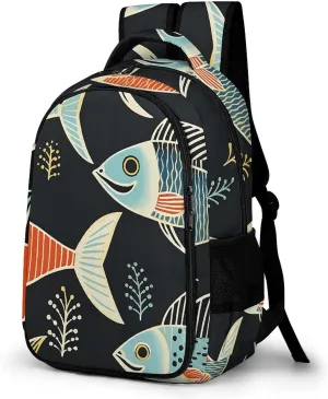 Backpack for Men Women Laptop Backpack Fish Print Pattern Casual Daypack Laptop Bag for Travel