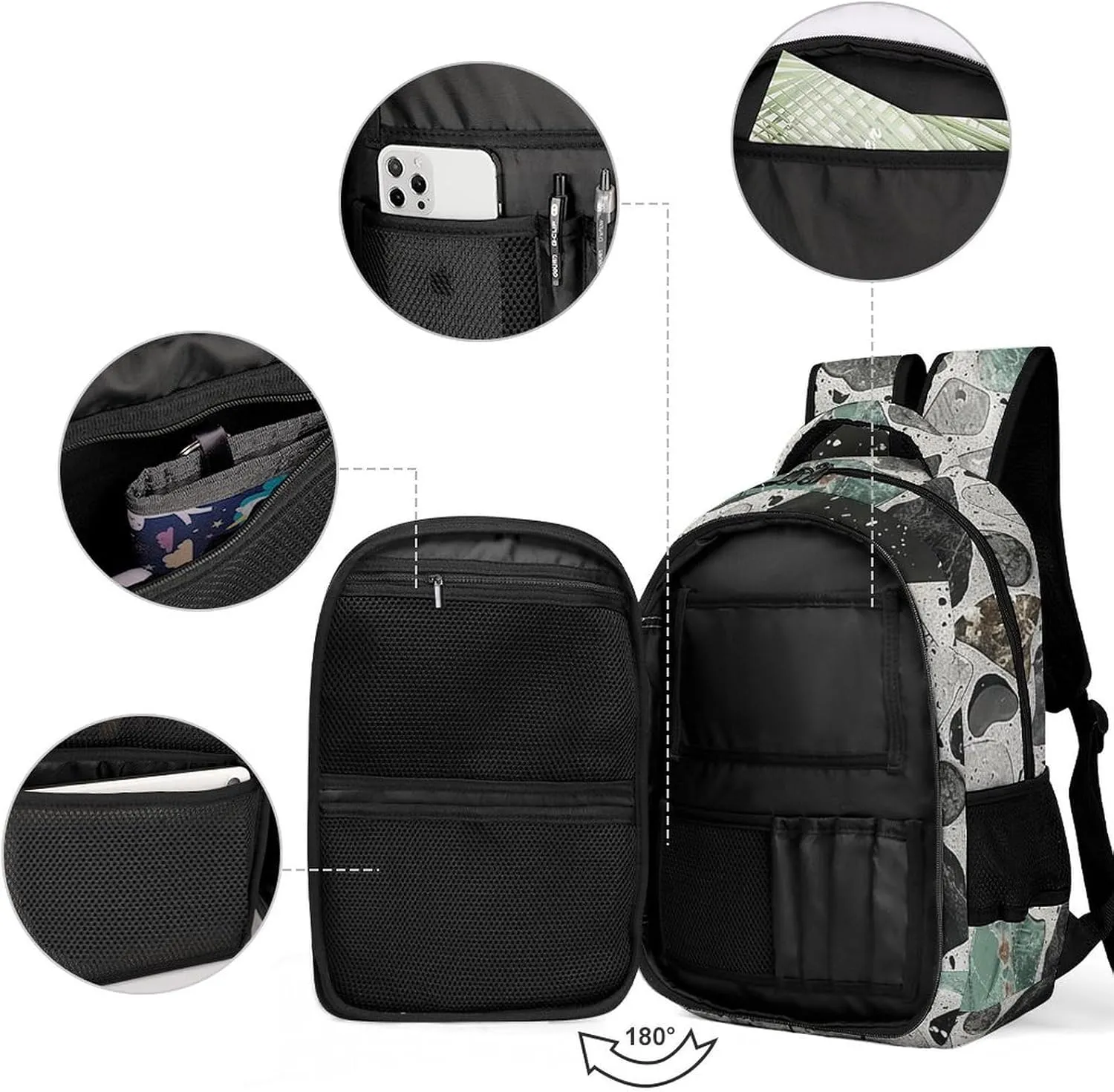 Backpack for Men Women Laptop Backpack Gray And Black Casual Daypack Laptop Bag for Travel
