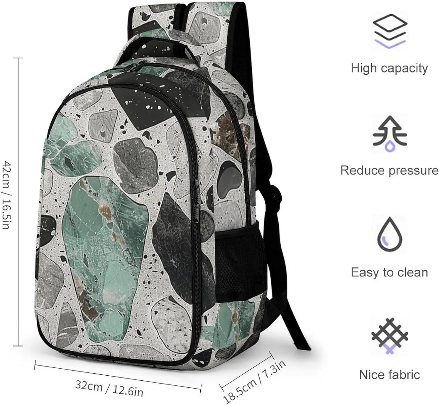Backpack for Men Women Laptop Backpack Gray And Black Casual Daypack Laptop Bag for Travel