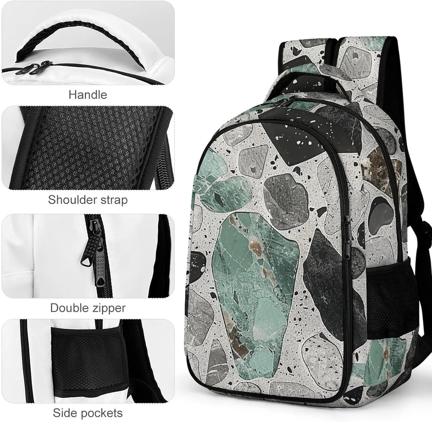 Backpack for Men Women Laptop Backpack Gray And Black Casual Daypack Laptop Bag for Travel