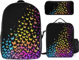 Backpack for Women Men Bookbag Travel Daypack Lunch Bag Cosmetic Bag (Colorful Orange Monarch Butterfly (1))