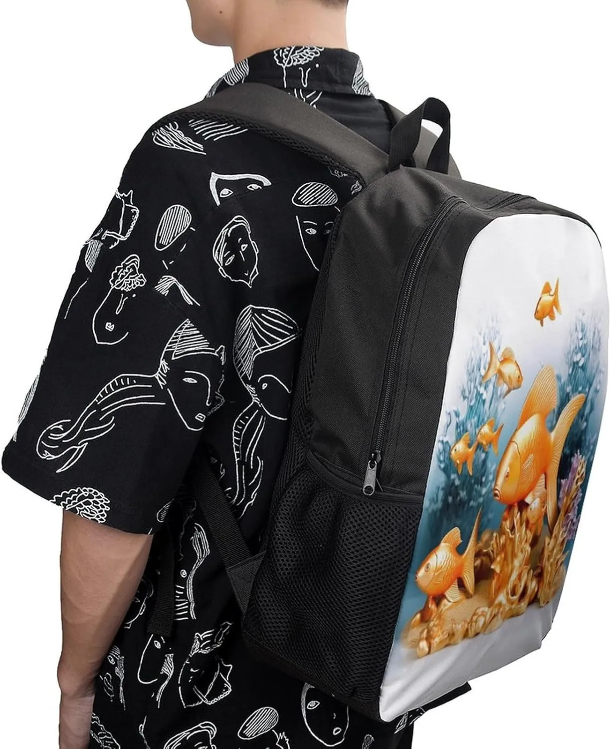 Backpack Small Fishes 17 Inch Travel Backpack, Large Hiking Bag Sports Picnic Camping Backpack