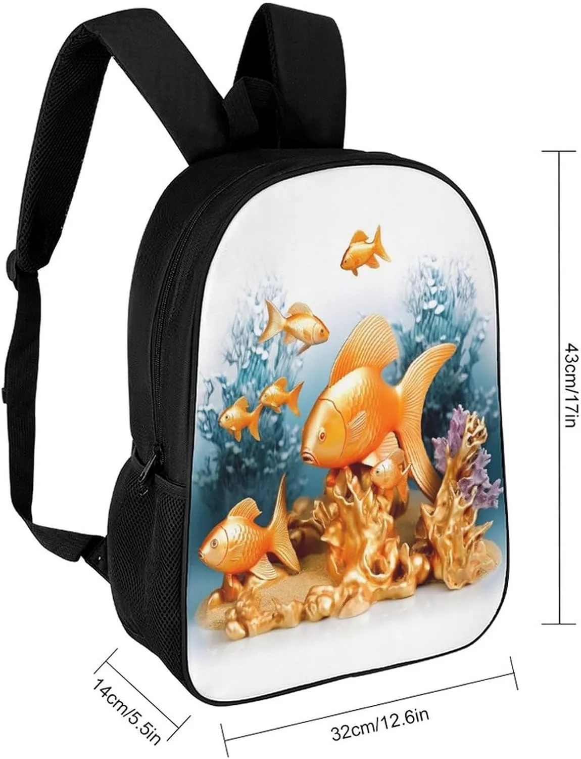 Backpack Small Fishes 17 Inch Travel Backpack, Large Hiking Bag Sports Picnic Camping Backpack