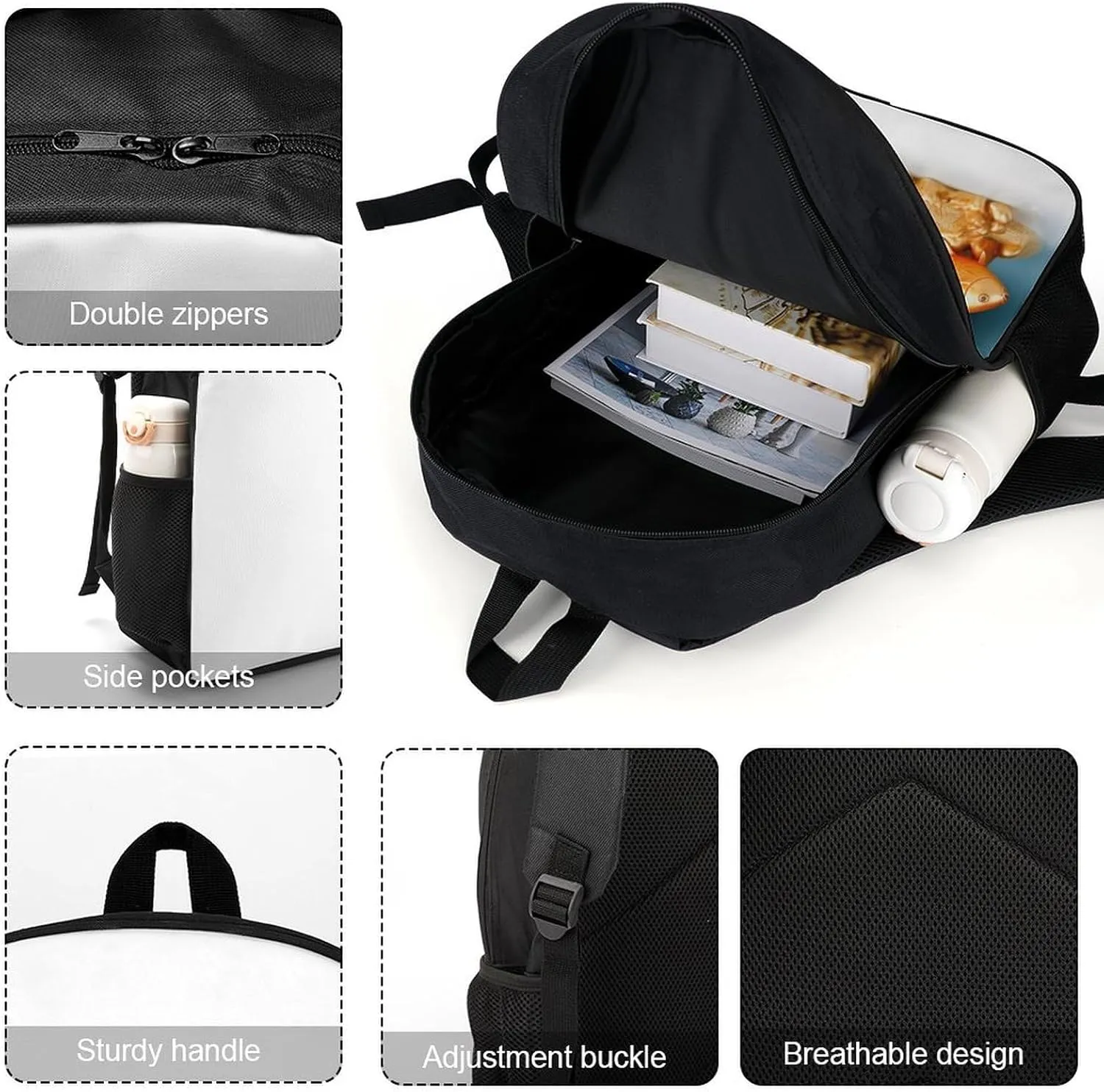 Backpack Small Fishes 17 Inch Travel Backpack, Large Hiking Bag Sports Picnic Camping Backpack