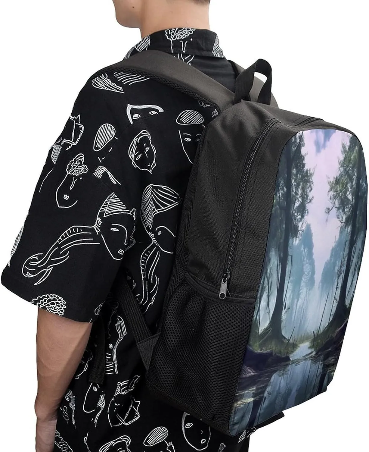 Backpack Swamp Landscape 17 Inch Travel Backpack, Large Hiking Bag Sports Picnic Camping Backpack