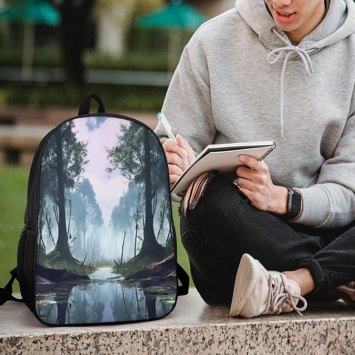 Backpack Swamp Landscape 17 Inch Travel Backpack, Large Hiking Bag Sports Picnic Camping Backpack