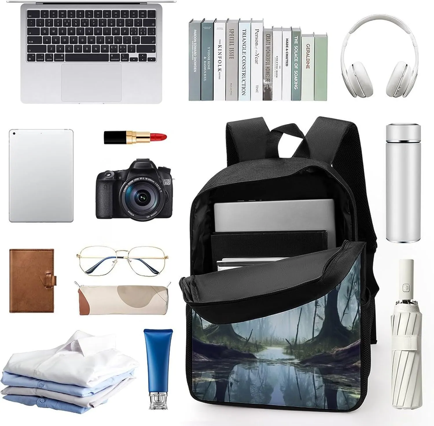 Backpack Swamp Landscape 17 Inch Travel Backpack, Large Hiking Bag Sports Picnic Camping Backpack