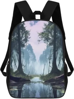 Backpack Swamp Landscape 17 Inch Travel Backpack, Large Hiking Bag Sports Picnic Camping Backpack