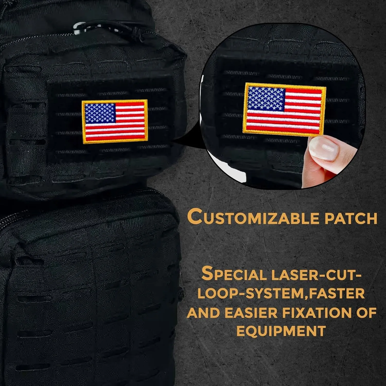 BaHoki Essentials Large Size Tactical Backpack - Military Rucksack with Molle Bags - Ventilated Mesh Adjustable Bag (Black)