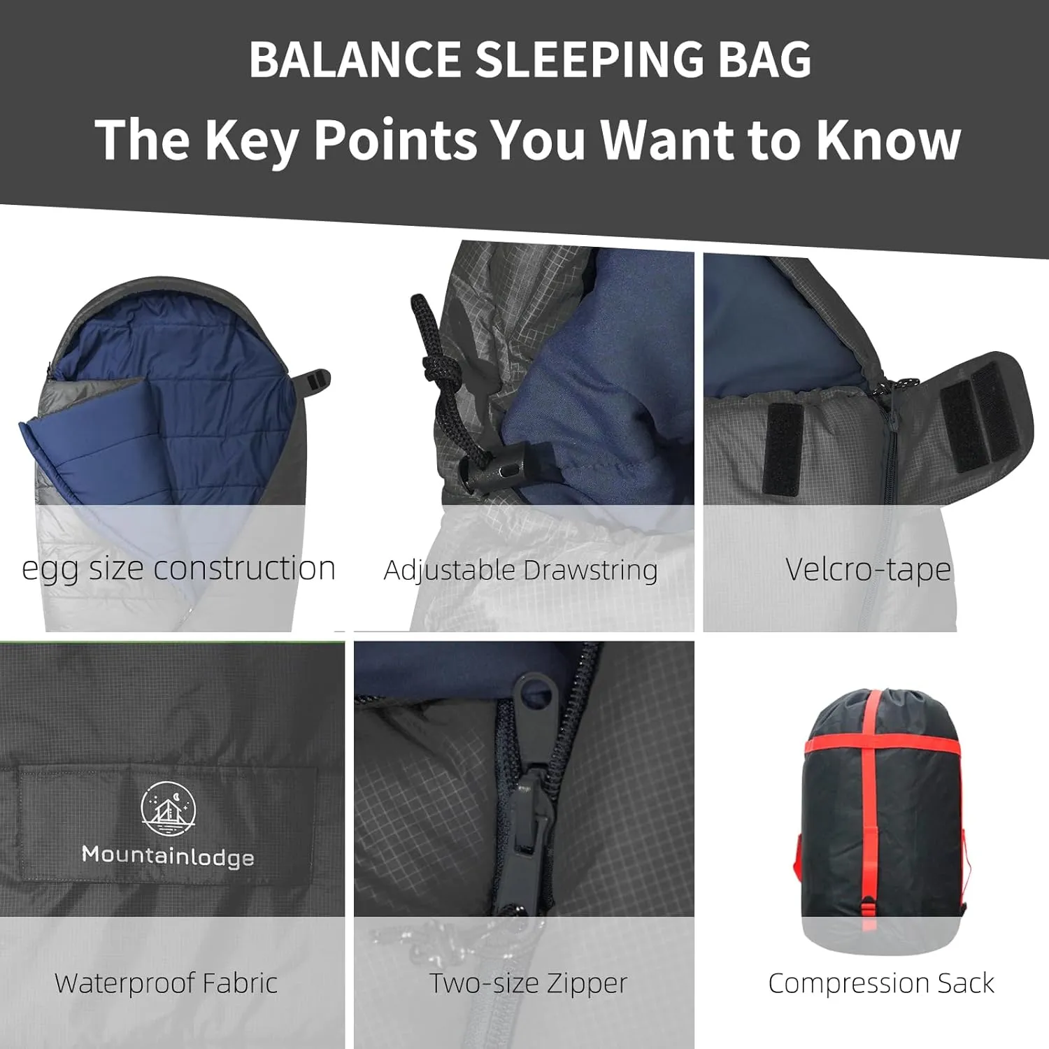 Balance Sleeping Bag for Adult&Kids,Cold&Warm Weather with Compression Sack and Water Resistant for Family Camping,Travel and Car Camping