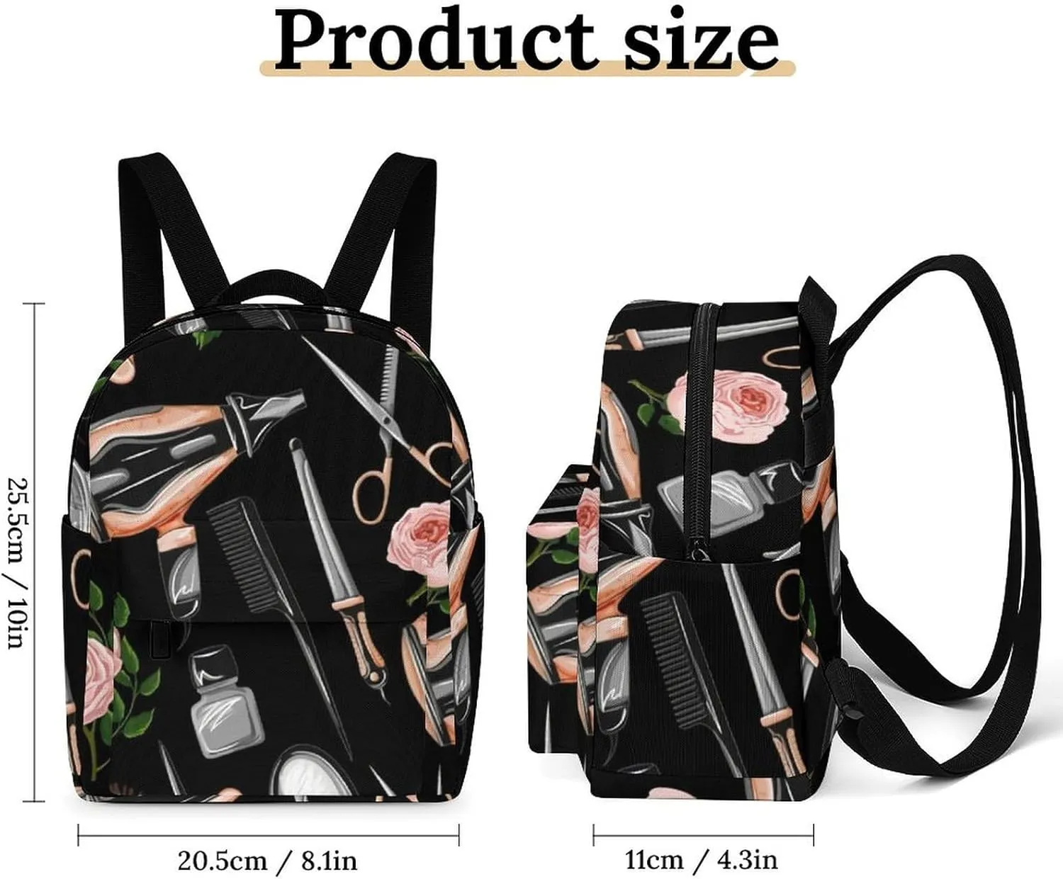 Barber Scissors Comb Casual Women's Backpack, Lightweight, Waterproof, Versatile Daily Bag