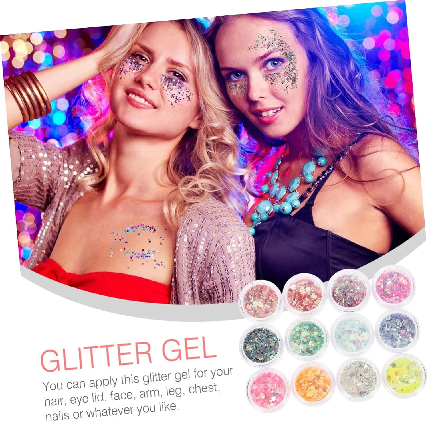 Beaupretty 3sets Neon Face Glitter Makeup Halloween Body Glitter Gel Highlighter for Parties Events Costumes *3